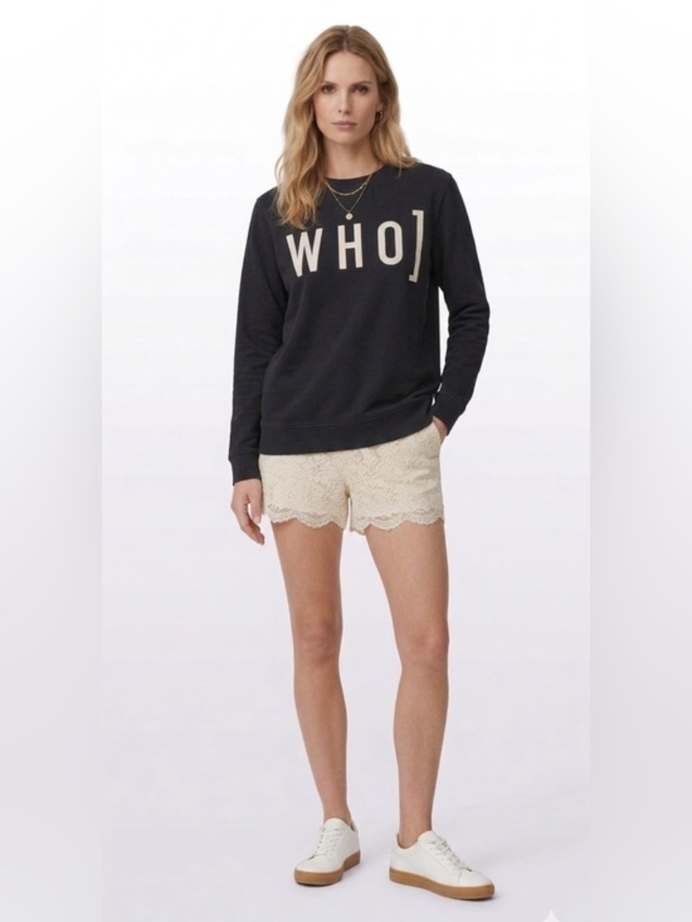 Only Sons Black & White Crewneck Who Sweatshirt Size Medium Cotton